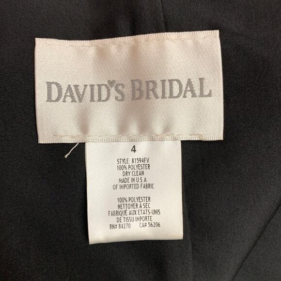 David's Bridal 4 bridesmaid prom formal gown dress Halter Satin Black short NEW - Picture 8 of 13